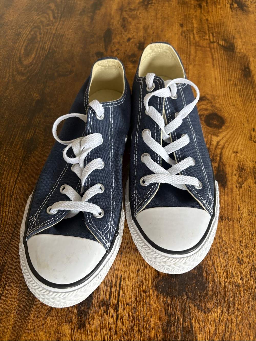 Converse Kids Low Top Canvas Sneakers in Navy and White